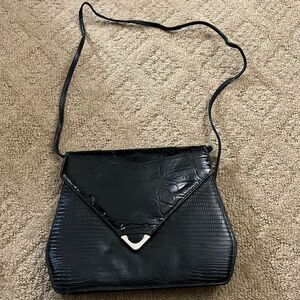 Vintage Black Crossbody / Clutch Convertible Bag